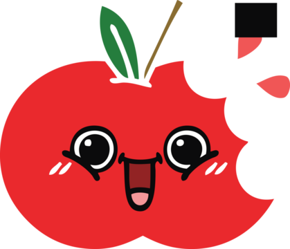 flat color retro cartoon of a red apple
