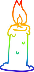 rainbow gradient line drawing of a carton candle