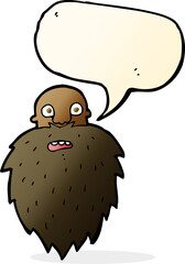 cartoon bearded man with speech bubble