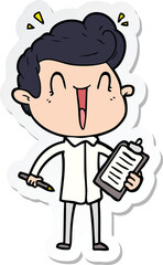sticker of a cartoon excited man