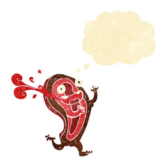 rare steak cartoon character with thought bubble