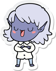 sticker of a cartoon elf girl
