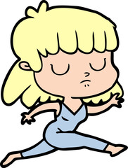 cartoon indifferent woman running