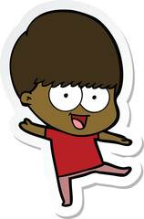 sticker of a happy cartoon boy