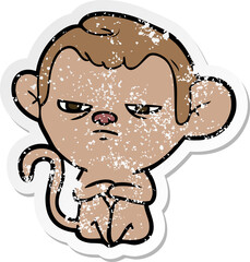 distressed sticker of a cartoon monkey