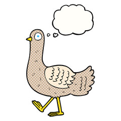 freehand drawn thought bubble cartoon pigeon