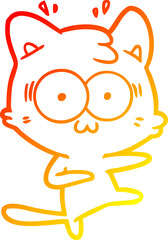 Obraz premium warm gradient line drawing of a cartoon surprised cat