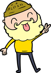 man with beard giving peace sign