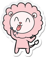 sticker of a happy cartoon lion