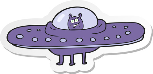 sticker of a cartoon flying saucer © lineartestpilot