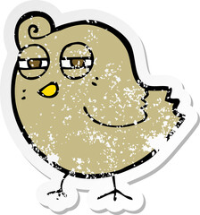 retro distressed sticker of a funny cartoon bird