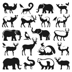 A large set of animals of the world on a light background.
