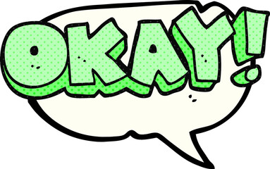 freehand drawn comic book speech bubble cartoon okay symbol
