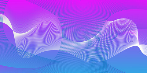 Vector Abstract crave wavy thin blend line on blue and white violet gradient Technology, data science, geometric border. Isolated on white wave element for dynamic smooth design background.