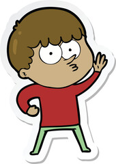 sticker of a cartoon curious boy