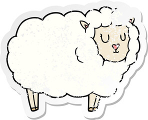 distressed sticker of a cartoon sheep