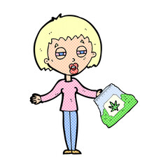 cartoon woman with bag of weed