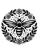 Fototapeta premium Bee With Flowers Svg, Bee Svg, Bee Flower Svg, Bee Hive Svg, Bee Clipart, Bee Cricut, Bee Cut file, Bee Shirt, Queen Bee Svg, Honey Bee SVG 