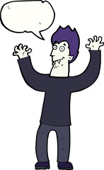 cartoon halloween vampire with speech bubble