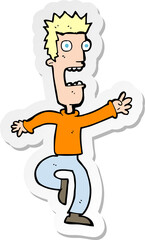 sticker of a cartoon shrieking man