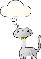 cartoon cat with thought bubble in smooth gradient style