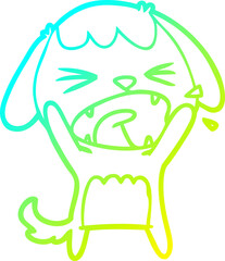 cold gradient line drawing of a cute cartoon dog barking