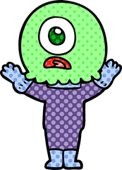 cartoon cyclops alien spaceman