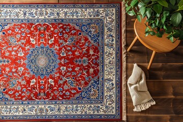 Traditional Arabic carpet. Texture old floor. Generate Ai - obrazy, fototapety, plakaty