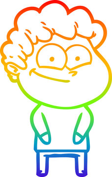 recommend clip art: rainbow gradient line drawing of a cartoon happy man