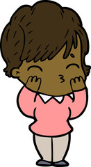 cartoon woman thinking