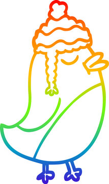 recommend clip art: rainbow gradient line drawing of a cartoon christmas robin