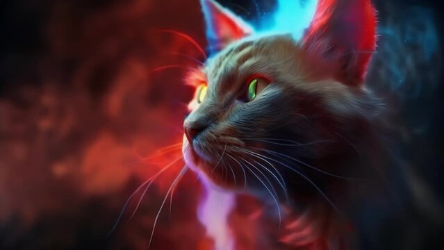 A digital manipulation of a cats image its outline constantly shifting and changing to represent the idea of superposition where an object can exist in two states at once.