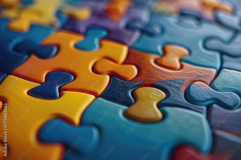 Poster a close up of a colorful puzzle piece, perfect for various projects