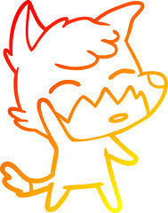 warm gradient line drawing of a cartoon fox