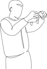 student performing an experiment