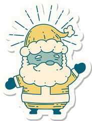 sticker of a tattoo style santa claus christmas character