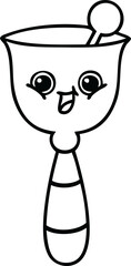 line drawing cartoon of a school bell