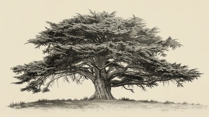 Detailed black and white illustration of a tree, suitable for various design projects