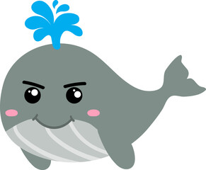 cute whale cartoon, sea animal