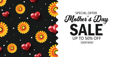 Mother's day sale discount template. Vector card