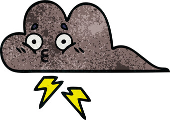retro grunge texture cartoon of a storm cloud