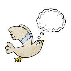 freehand drawn thought bubble textured cartoon bird