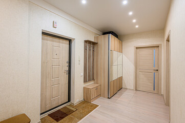 standard room interior apartment. room doors, renovation corridor lobby entrance hall