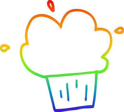 recommend clip art: rainbow gradient line drawing of a cartoon muffin