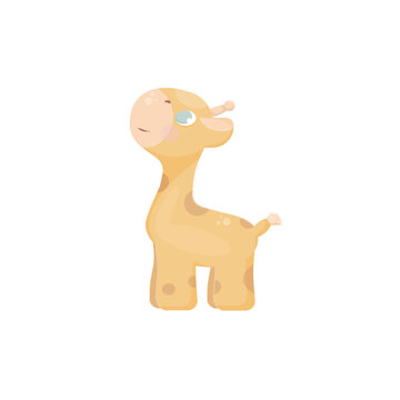 Cute orange toy giraffe for baby. Vector illustration