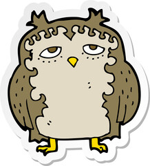 sticker of a cartoon wise old owl