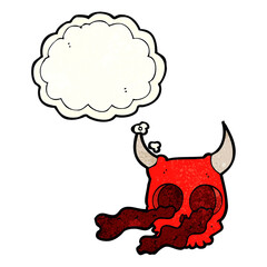 cartoon halloween skull with thought bubble