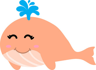 cute whale cartoon, sea animal