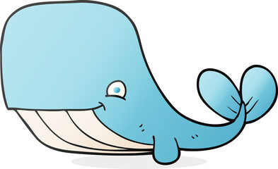 freehand drawn cartoon happy whale