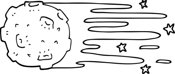 line drawing cartoon flying asteroid © lineartestpilot